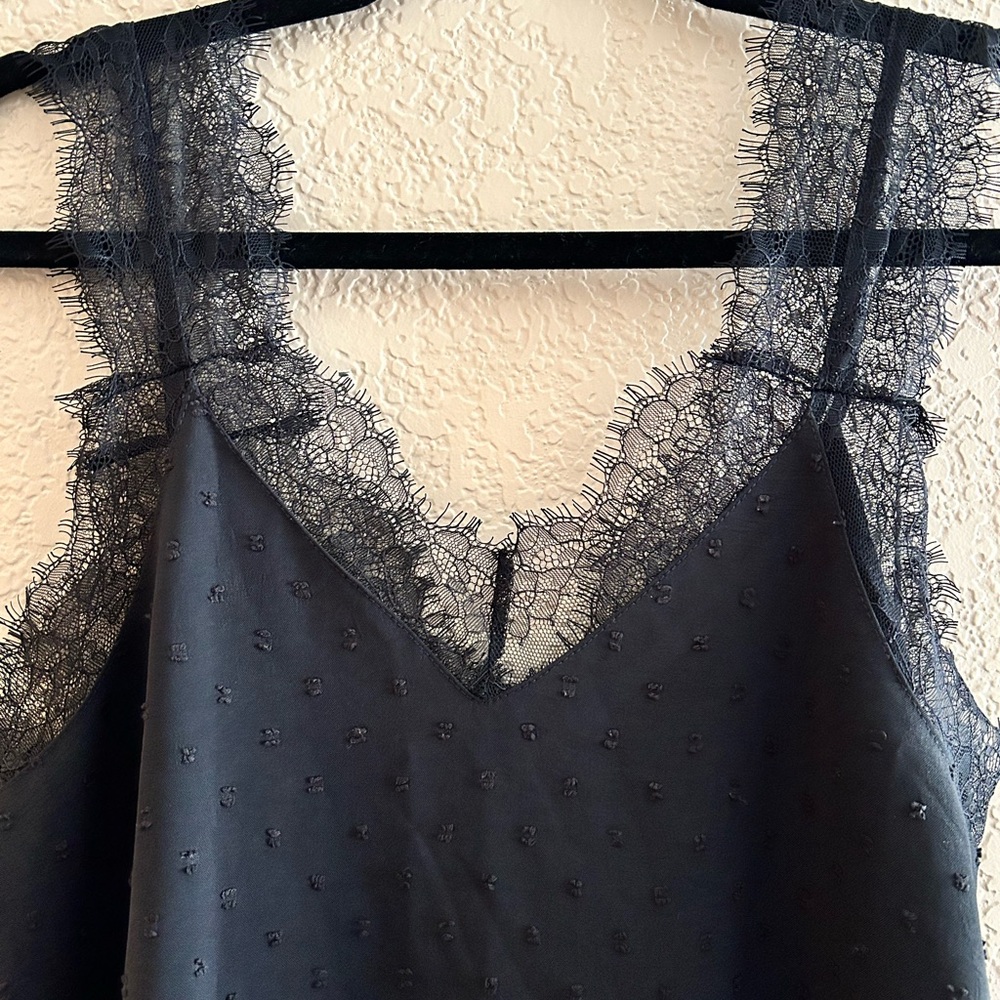 Black Lace Pom-Pom Tank Size M